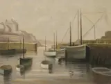 Michael Praed, Untitled, Michael Praed (b.1941) Fishing boats oil on board 30.5 x 40.5cm