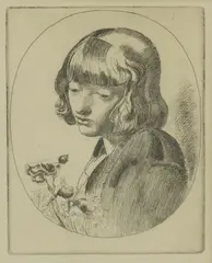 Leon Underwood, Untitled, Leon Underwood (1890-1975) 'The Tulip Girl' etching