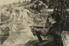 Untitled by Félix Bracquemond, 1833-1914) 'Le Terrasse de La Villa Brancas' etching, sold Apr 2021