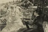 Félix Bracquemond, Untitled, 1833-1914) 'Le Terrasse de La Villa Brancas' etching