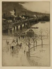 Robert Charles Goff, Untitled, Robert Charles Goff (1837-1922) Charing Cross Railway etching