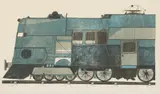 Francisco Todo Garcia, Untitled, 1922-2016) 'Electric Train in Blue' lithograph printed in colours