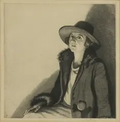 Raymond Ray-Jones, Untitled, Raymond Ray-Jones RE ARCA (1886-1942) A lady seated wearing a hat etching