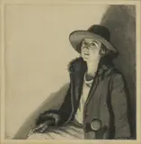 Raymond Ray-Jones, Untitled, Raymond Ray-Jones RE ARCA (1886-1942) A lady seated wearing a hat etching