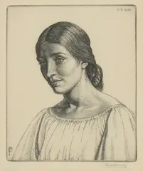 Paul Drury, Untitled, Paul Drury (1903-1987) Head of a young woman etching