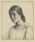Paul Drury, Untitled, Paul Drury (1903-1987) Head of a young woman etching