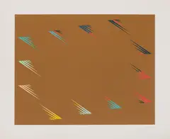 Tess Jaray, Untitled, Tess Jaray (b.1937) Untitled incised brown paper over screenprint in colours