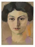August Macke, Porträt Elisabeth (Hilterfingen), 1913, Pastell auf Papier, auf Karton montiert