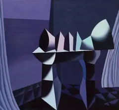 Plastik am Meer by Johann Georg Müller, 1978, Öl auf Leinwand, sold Nov 2015