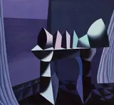 Johann Georg Müller, Plastik am Meer, 1978, Öl auf Leinwand