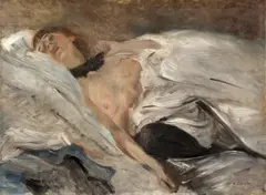 Schlafendes Mädchen by Lovis Corinth, 1899, Öl auf Holz, sold Nov 2014