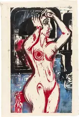 Ernst Ludwig Kirchner, Toilette, 1921, Farbholzschnitt auf Japan