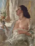 Lovis Corinth, Weiblicher Halbakt am Fenster