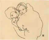 Egon Schiele, Mother and Child (Mutter und Kind), 1918, Kreide auf Papier