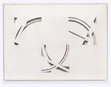 Gordon Matta-Clark, Circle Grid Overlay, 1977, Cut Drawing: Bleistift auf Papierstapel, geschnitten, in Acrylglasbox