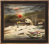 Franz Radziwill, Oststrand von Dangast, 1932, Öl auf Holz