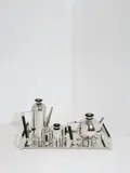 Naum Slutzky, Tee- und Kaffeeservice mit Tablett für Anna Sophie und Fritz Block, 1927, Silber, getrieben, gedrückt, poliert; Ebenholz