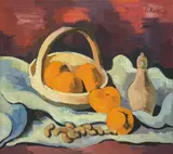 Karl Schmidt-Rottluff, Stilleben und Orangen, 1928, Öl auf Leinwand