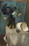 Felix Nussbaum, Stilleben mit Astern und Birnen, Um 1940, Öl auf Leinwand