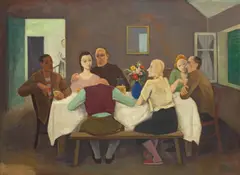 Karl Hofer, Der Geburtstag, 1943, Öl auf Leinwand. Doubliert