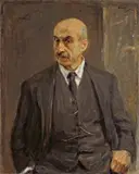 Max Liebermann, Selbstbildnis im Anzug, Halbfigur en face, 1921, Öl auf Leinwand. Doubliert