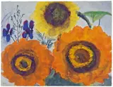 Sonnenblumen und Rittersporn“. Nach 1945 by Emil Nolde, Aquarell auf Japan, sold Nov 2007