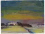 Hülltoft Hof im Winter by Emil Nolde, Aquarell und Tuschpinsel auf Japan, sold Jun 2016