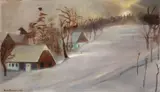 Minka Podhajská, Winter Cottages, 1931, Oil on canvas