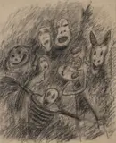 Alén Diviš, Inspired by E. A. Poe, 1950s, Charcoal, paper