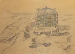 Milan Ressel, Greenhouse, 1974, Pencil, coloured pencils, paper