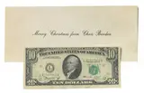 Chris Burden, Relic from Merry Christmas from Chris Burden, 1976, Printed text on paper and $10 bill
