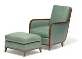 Pierre Paul Montagnac, Club chairs and ottomans (4), c. 1930, Atelier Pierre-Paul Montagnac