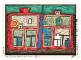 2 bis 13 schwimmende Fenster (2 to 13 windows afloat) by Friedensreich Hundertwasser, 1979, 29-color woodcut on paper, sold May 2019