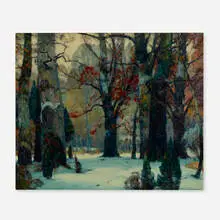 John F. Carlson, Snowy Aisles, oil on canvas