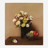 Willem Rathjens, Still Life with Chrysanthemums and a Dish of Fruit, 1881, oil on canvas