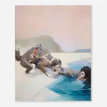 Frank Schoonover, The Freezing Man Was Dragged to Safety, 1914, oil on canvas