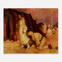 As Louise Approached the Door of Her Tent by Frank Schoonover, 1920, oil on canvas, sold May 2024