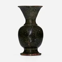 Bud vase by George E. Ohr, 1897-1900, glazed earthenware, sold Apr 2024