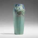 Rare and Early four-color vase with columbine, 1902 by Artus Van Briggle for Van Briggle Pottery, 1902, glazed earthenware, sold Apr 2024