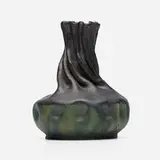 Vase by George E. Ohr, c. 1903, bisque earthenware with glazed interior, sold Apr 2024