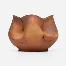 Vase by George E. Ohr, 1898-1910, glazed earthenware, sold Apr 2024