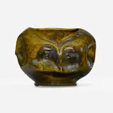 "Face" vase by George E. Ohr, 1897-1900, glazed earthenware, sold Apr 2024