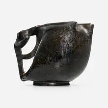 Pitcher by George E. Ohr, 1897-1900, glazed earthenware, sold Apr 2024