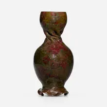 Vase by George E. Ohr, 1895-96, glazed earthenware, sold Apr 2024