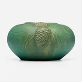 Van Briggle Pottery, Vase with pine cones, 1907-12, glazed earthenware