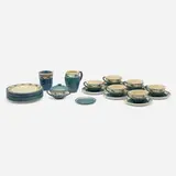Saturday Evening Girls, Tea service for six with lotus flowers, 1910, glazed earthenware