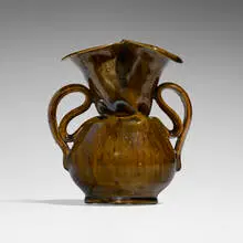Vase by George E. Ohr, 1895-96, glazed earthenware, sold Apr 2024