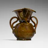Vase by George E. Ohr, 1895-96, glazed earthenware, sold Apr 2024