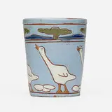 Frederick Hurten Rhead for Jervis Pottery, Vase with geese and eggs, 1908-09, glazed and carved earthenware