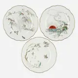 Three plates from the Service Parisien by Félix Bracquemond for Haviland & Co., c. 1876, glazed, hand-decorated, transfer-printed and gilt porcelain, sold Apr 2024